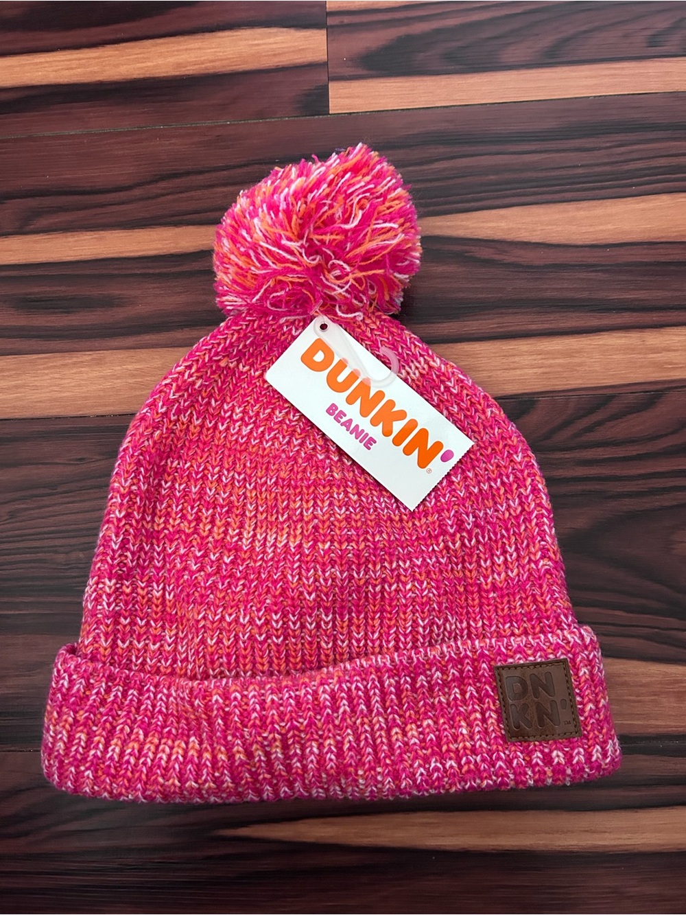 Dunkin' Branded Pink Knit Pom Beanie